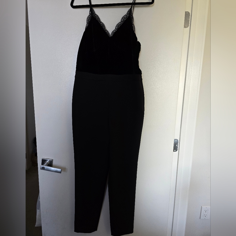 Michael Kors Black Lace-Trim Jumpsuit